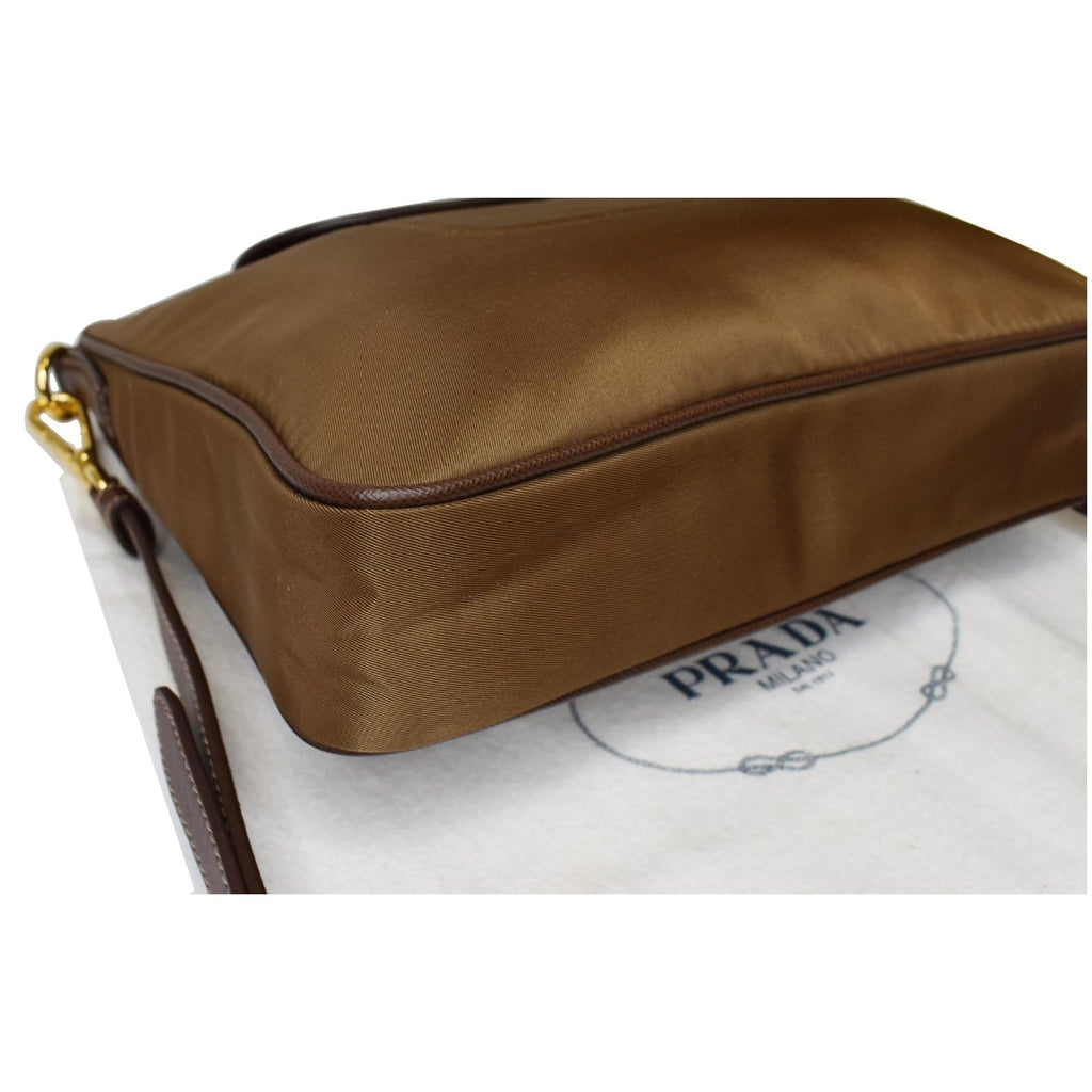PRADA Convertible Tessuto Nylon Tote Shoulder Bag Light Brown