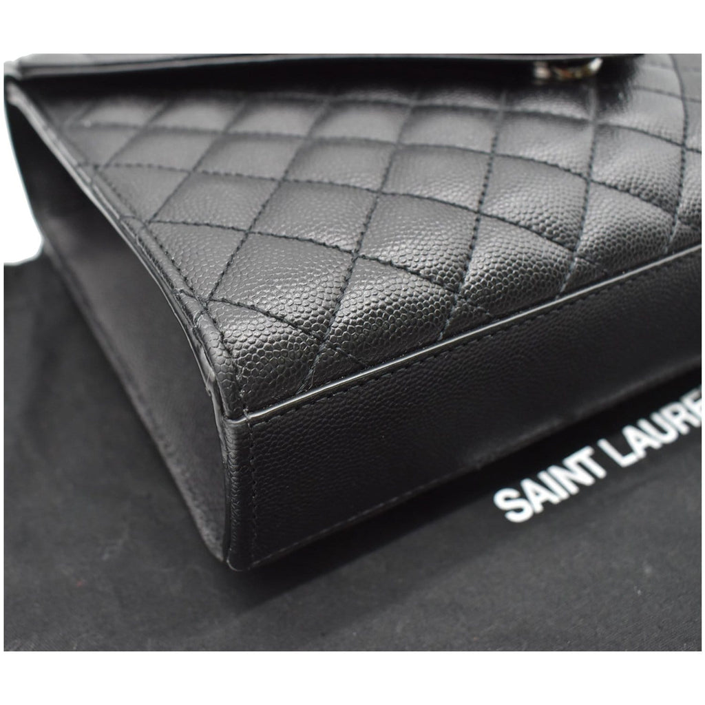 YVES SAINT LAURENT Envelope Mix Matelassé Chain Medium Leather Shoulder Bag Black