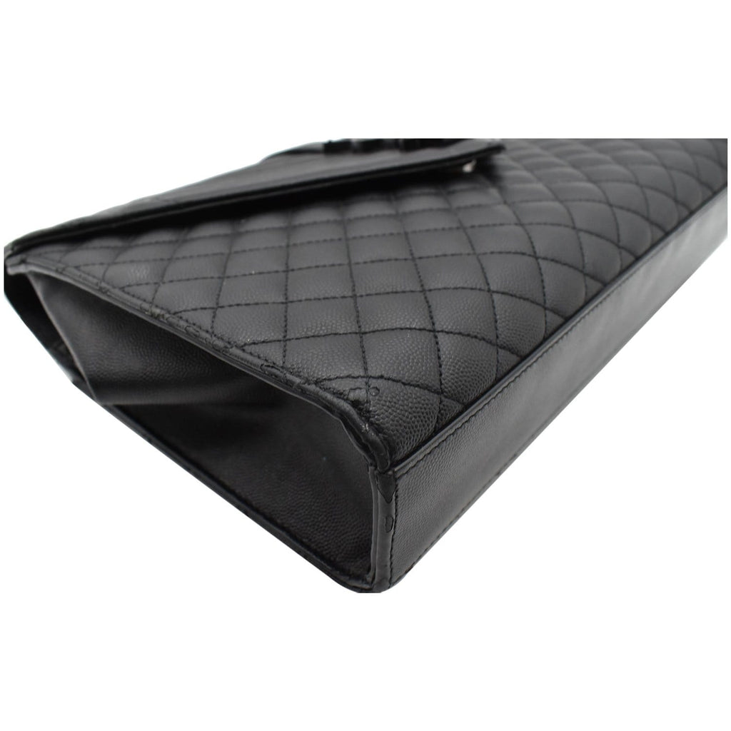YVES SAINT LAURENT Envelope Large Grain De Poudre Leather Shoulder Bag Black