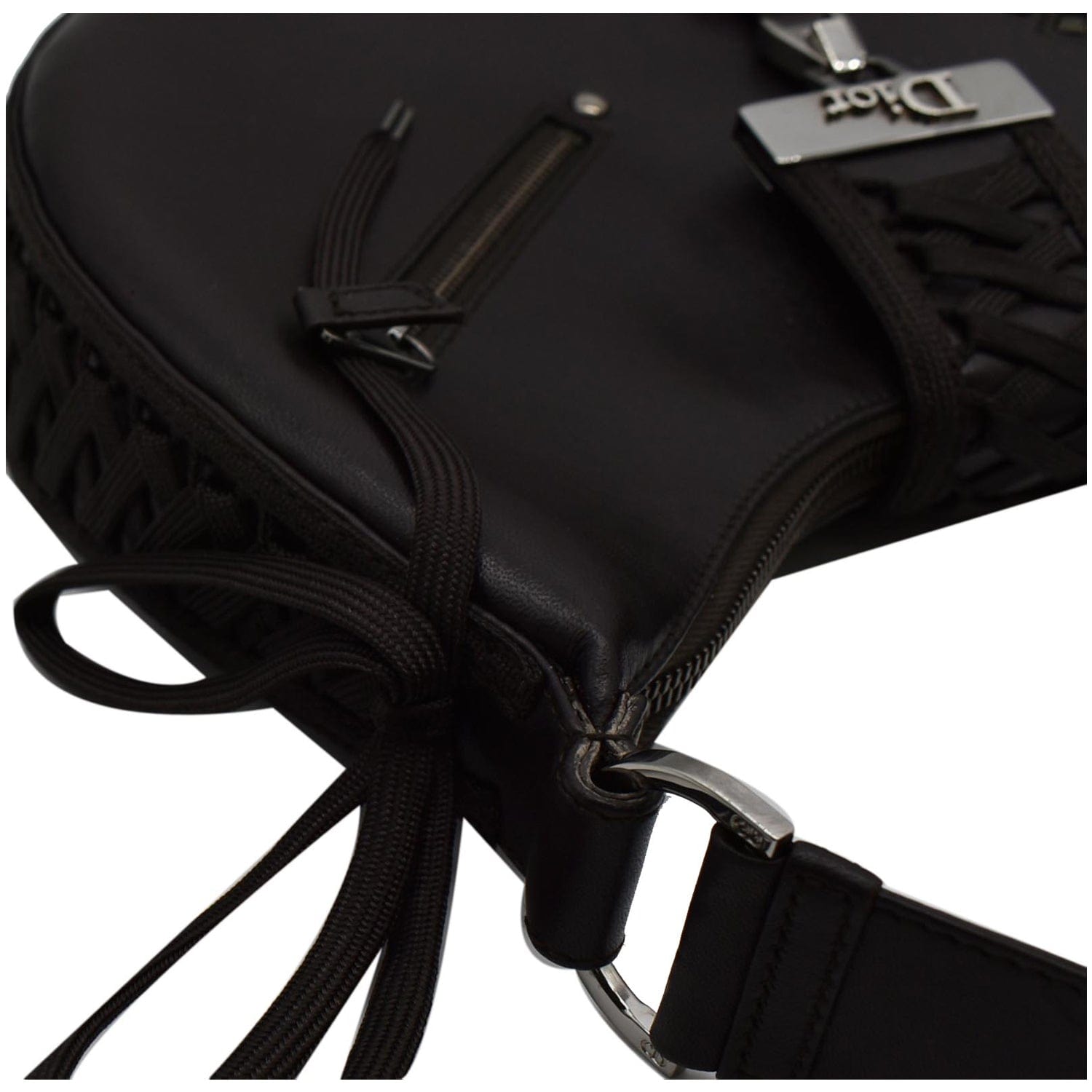 CHRISTIAN DIOR Lace Up Admit It Leather Hobo Bag Dark Brown