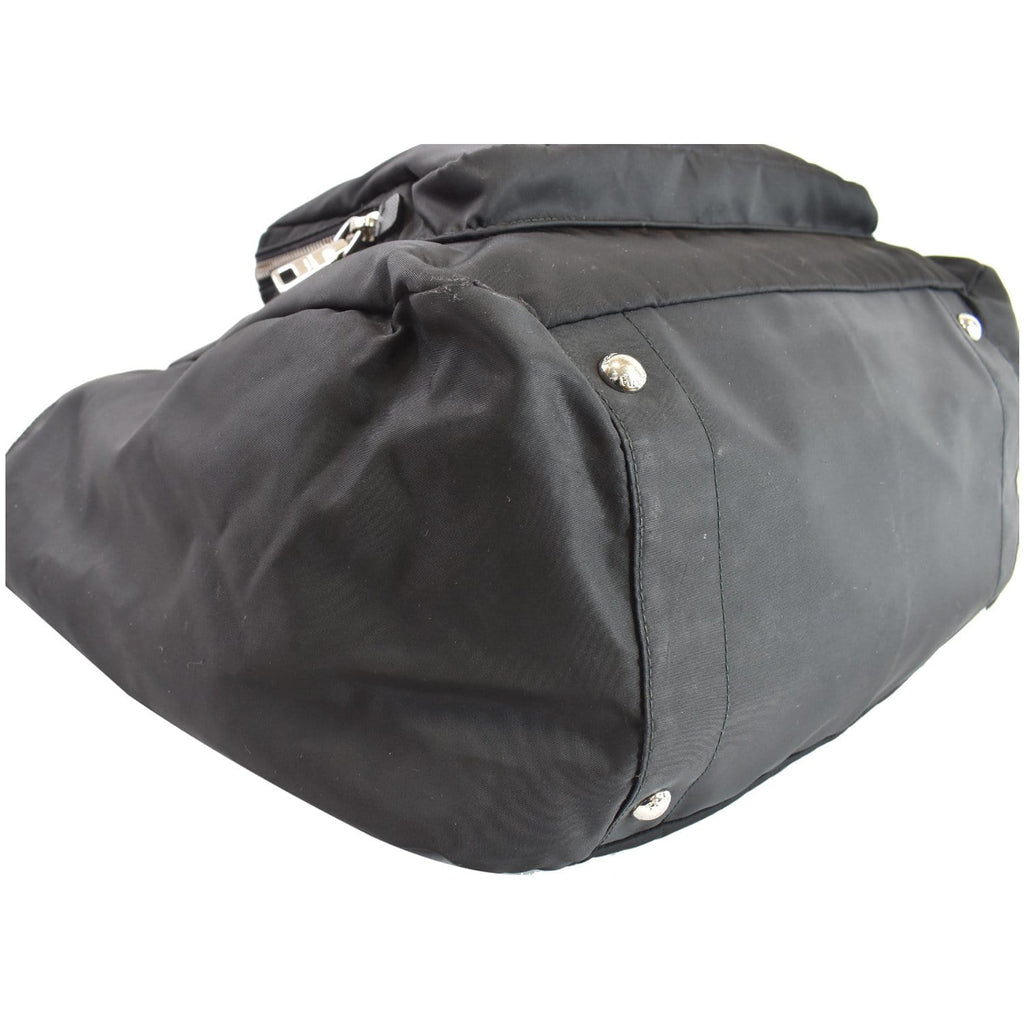 PRADA Vela Nylon Baby Shoulder Bag Black