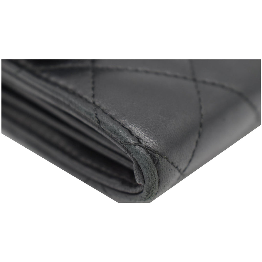 CHANEL Classic Long Flap Leather Wallet Black