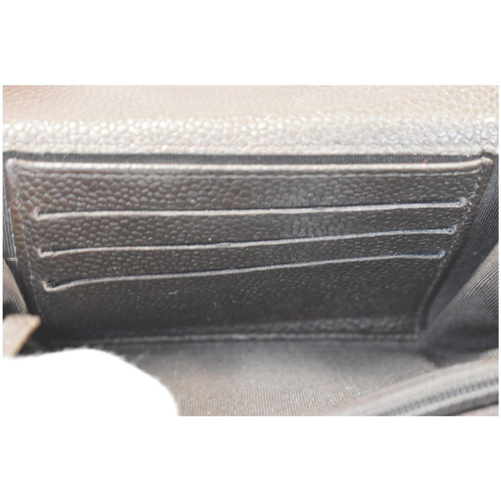 CHANEL Classic Flap Caviar Leather Card Holder Brown