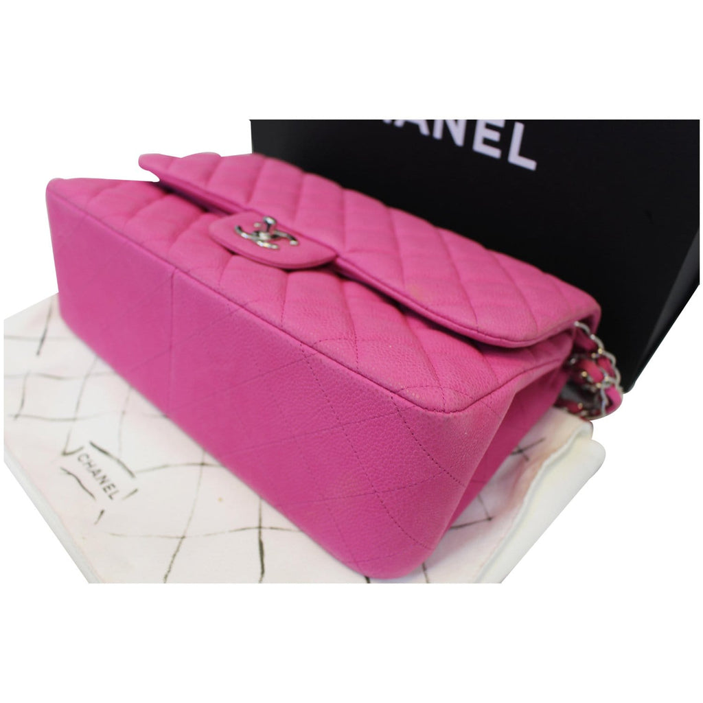 CHANEL Jumbo Double Flap Caviar Quilted Shoulder bag Pink