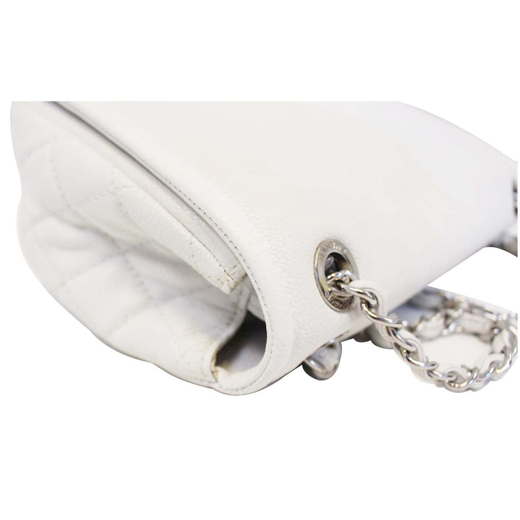 CHANEL Caviar Timeless CC Flap Shoulder Bag White