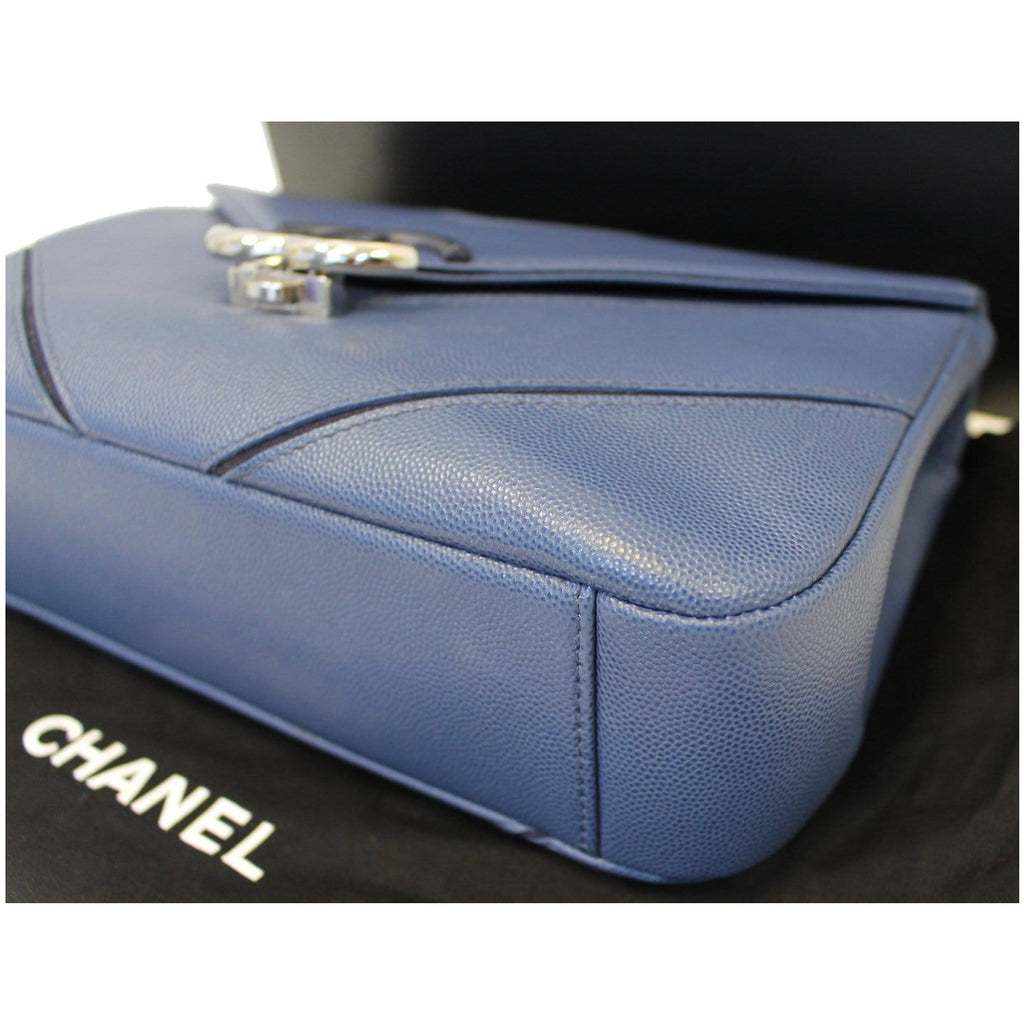 CHANEL CC Chevron Flap Shoulder Crossbody Bag Blue