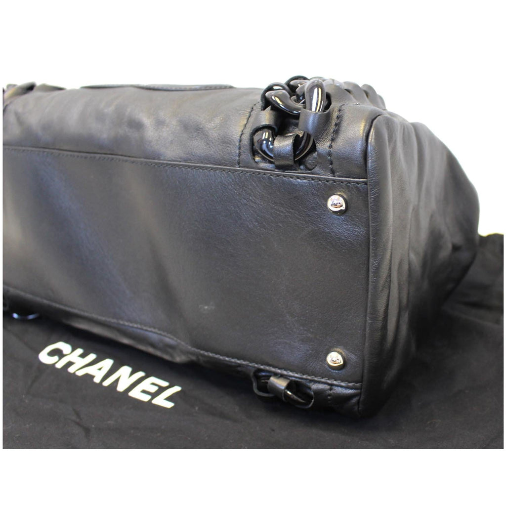 CHANEL Calfskin Rhodoid Modern Chain East West Tote Black