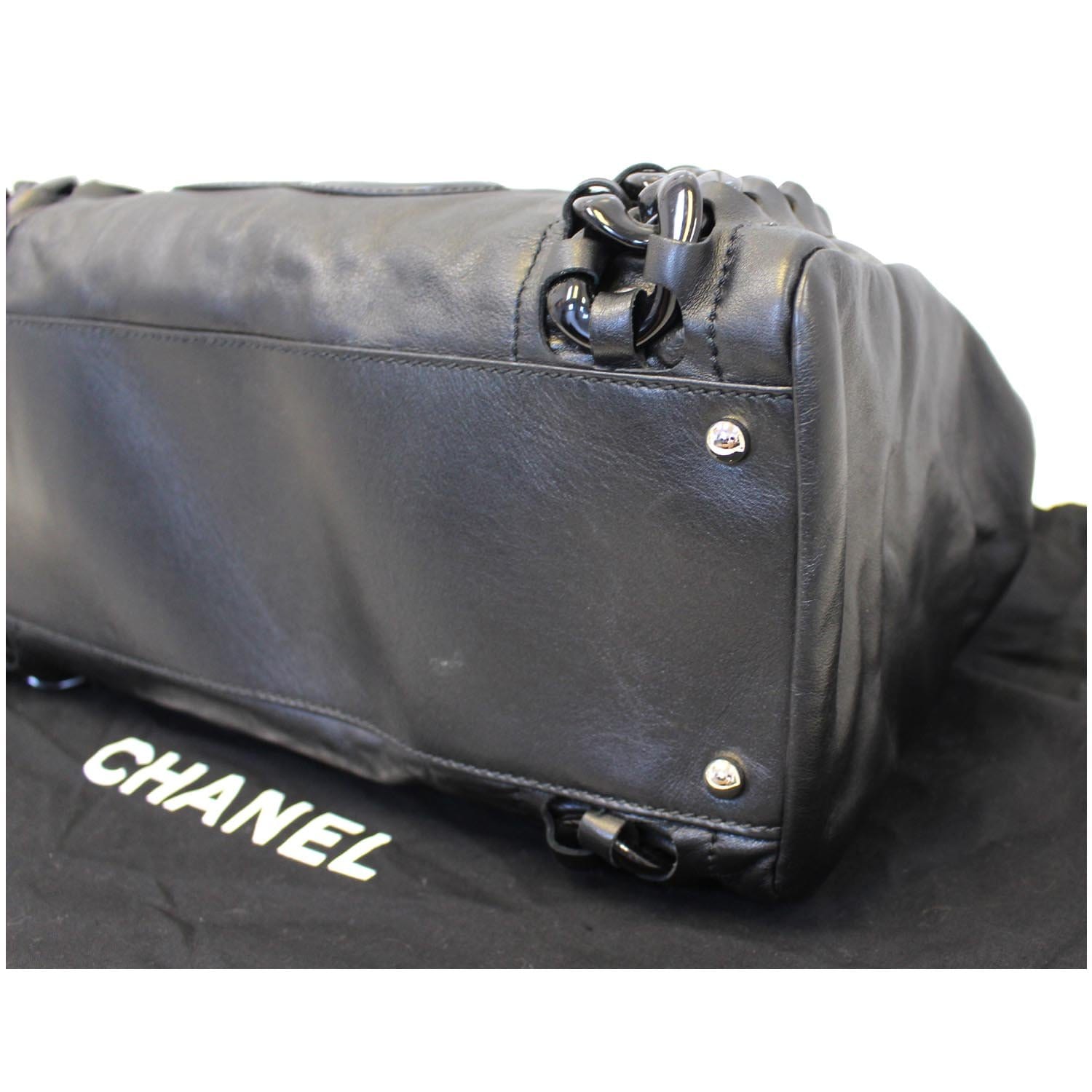 CHANEL Calfskin Rhodoid Modern Chain East West Tote Black