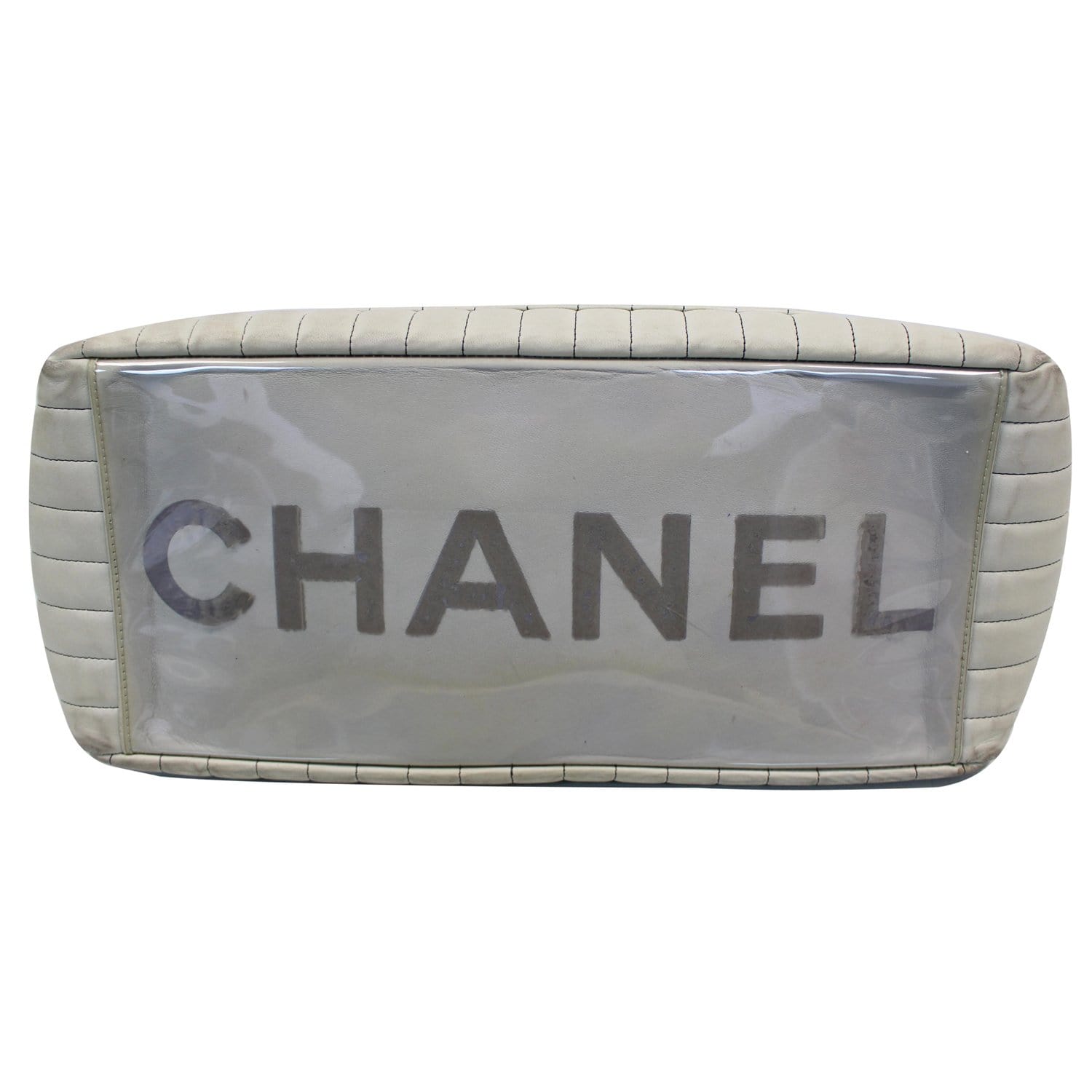 CHANEL Large CC Chain Lambskin Tote Shoulder Bag Cream