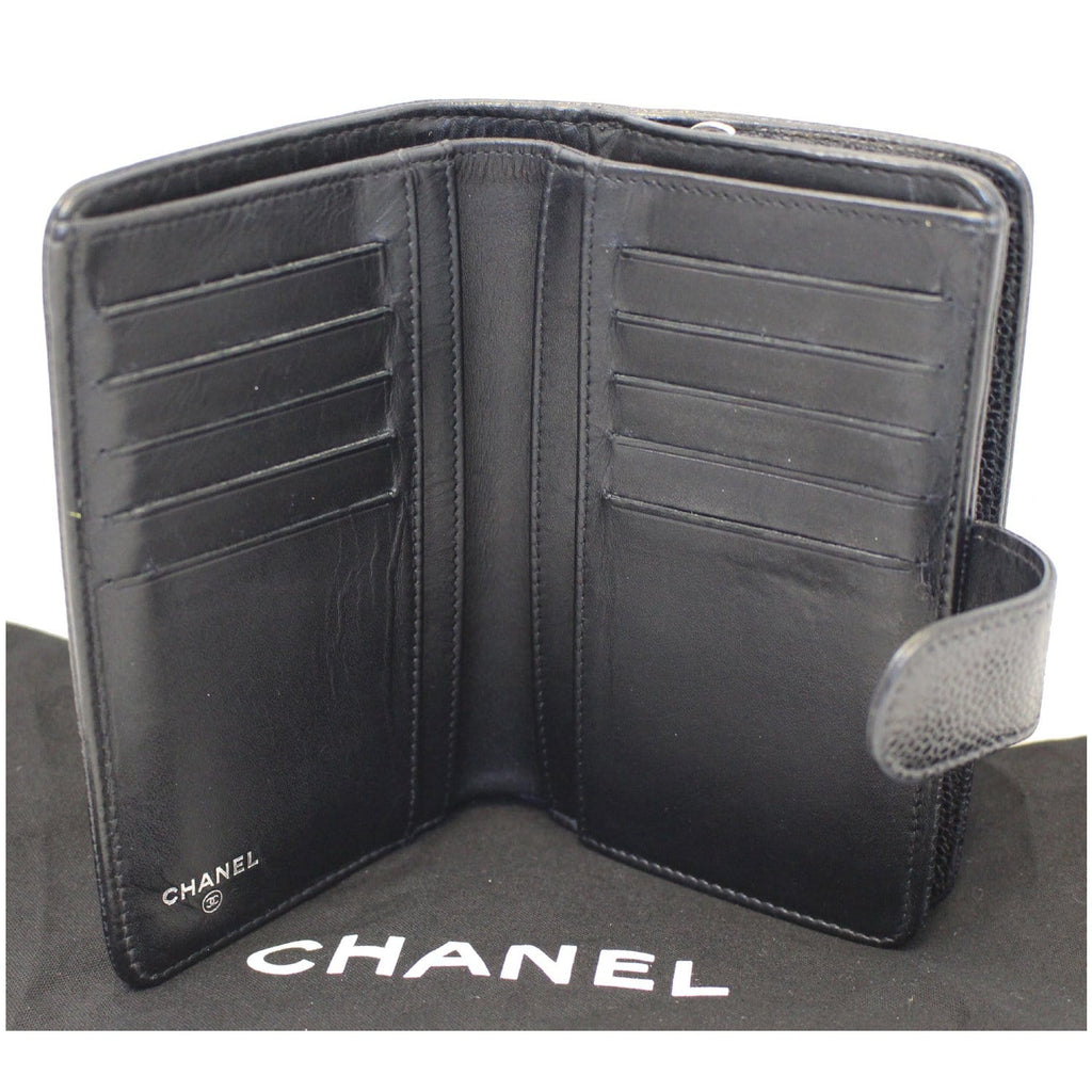 CHANEL CC Caviar Leather Bifold Wallet Black