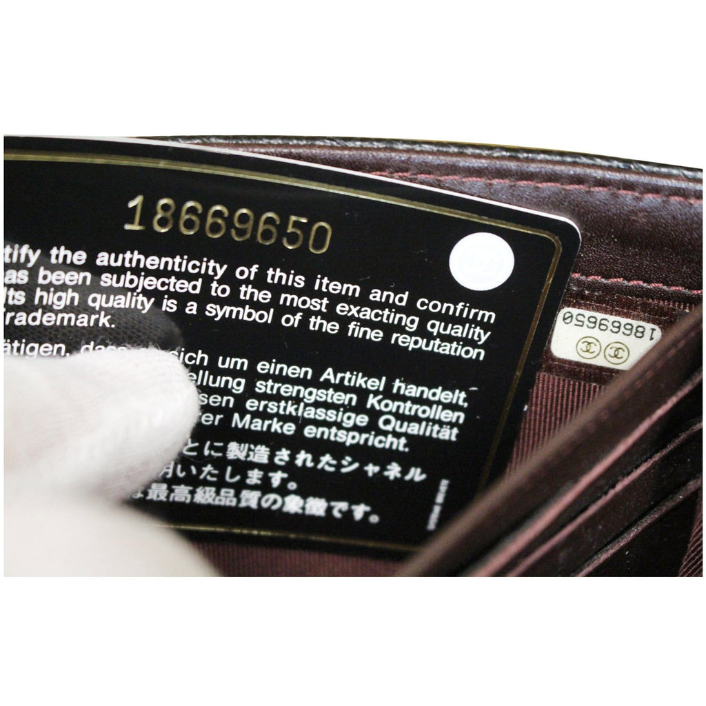 CHANEL Gusset Flap Caviar Leather Wallet Black