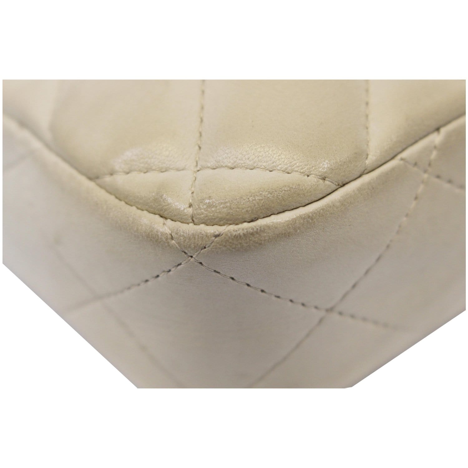CHANEL Quilted Leather Camera Chain Bag White
