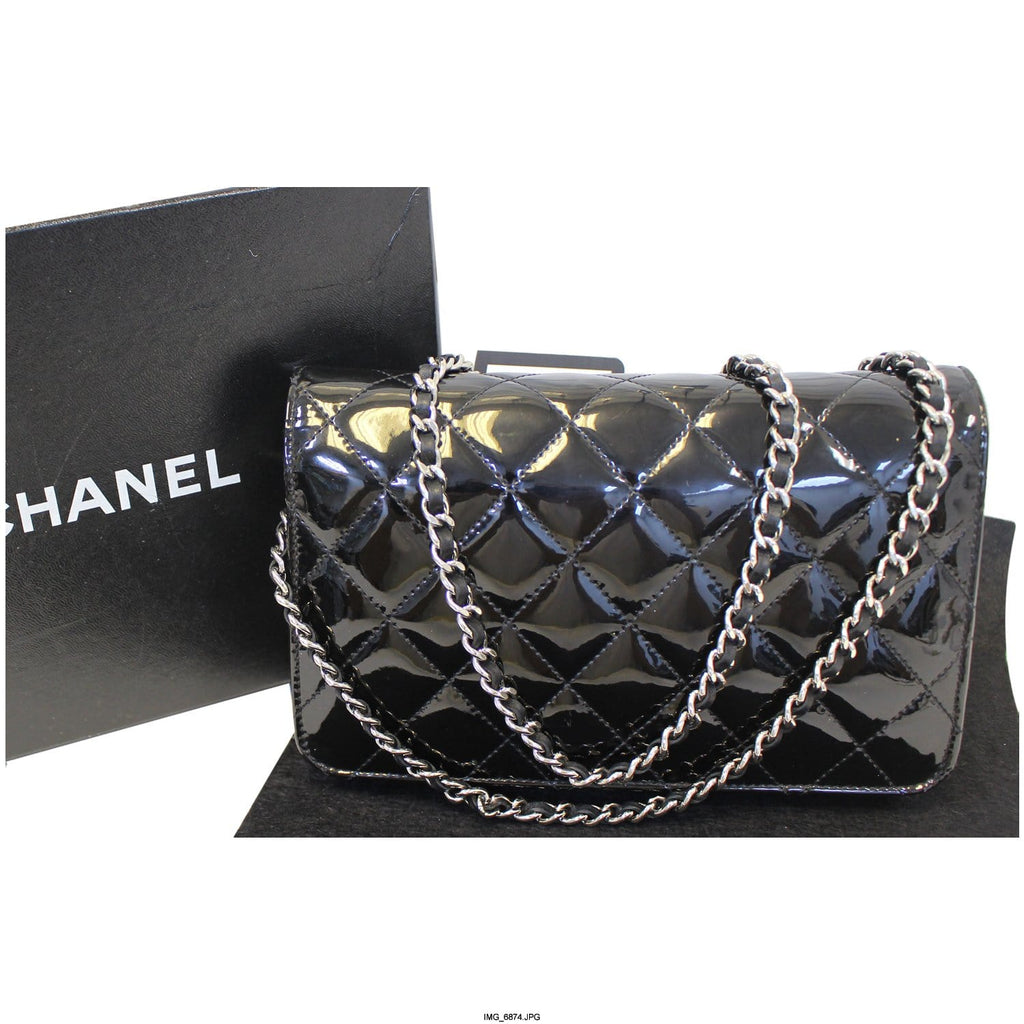 CHANEL Wallet On Chain Patent Leather Shoulder Crossbody Bag