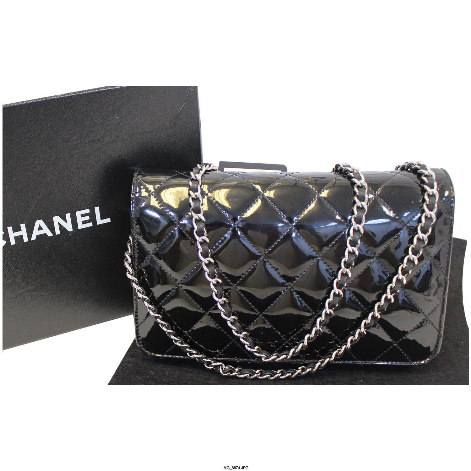 CHANEL Wallet On Chain Patent Leather Shoulder Crossbody Bag