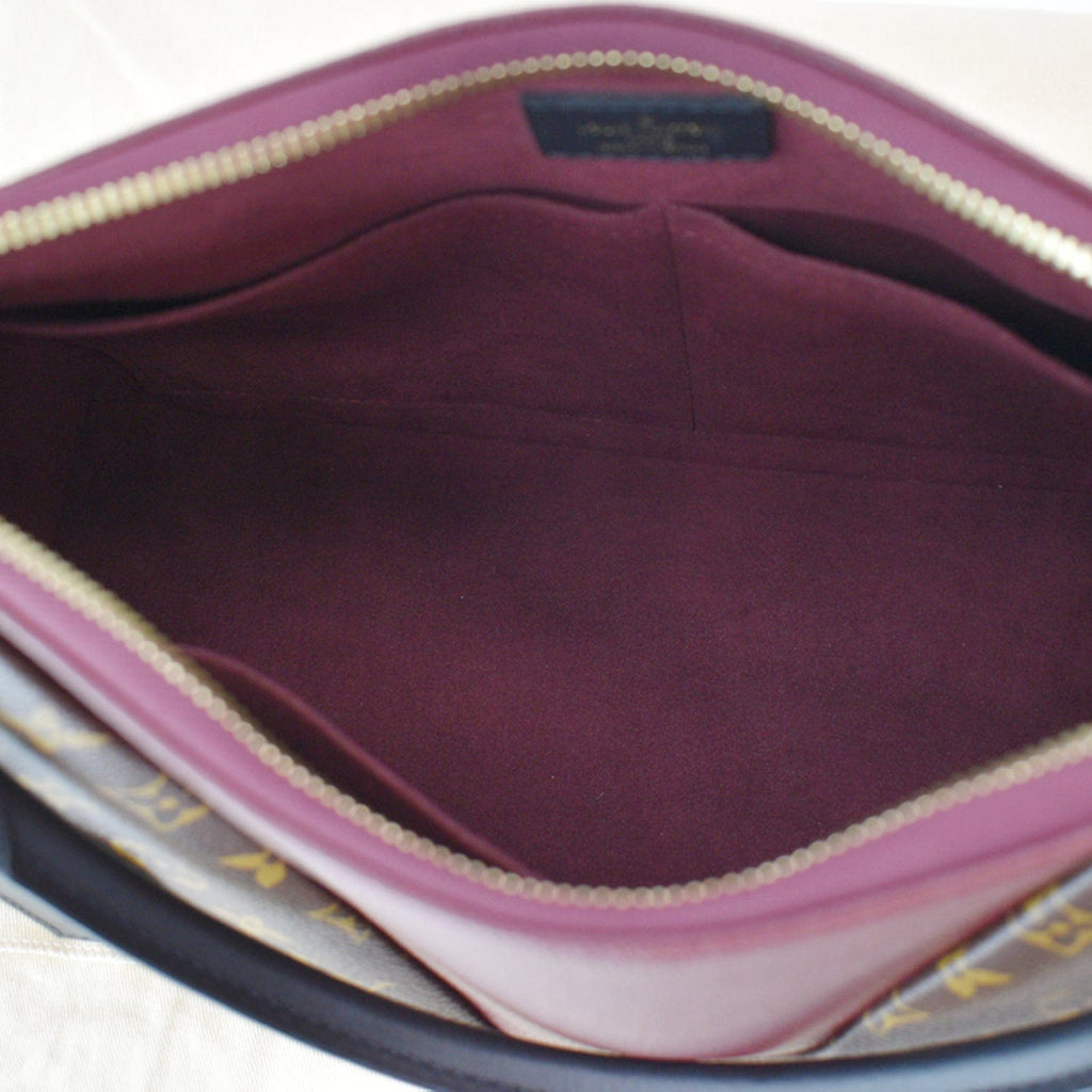 LOUIS VUITTON V MM Monogram Canvas Tote Shoulder Bag Bordeaux