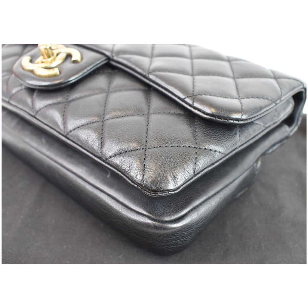 CHANEL CC Crown Flap Small Calfskin Leather Shoulder Bag Black