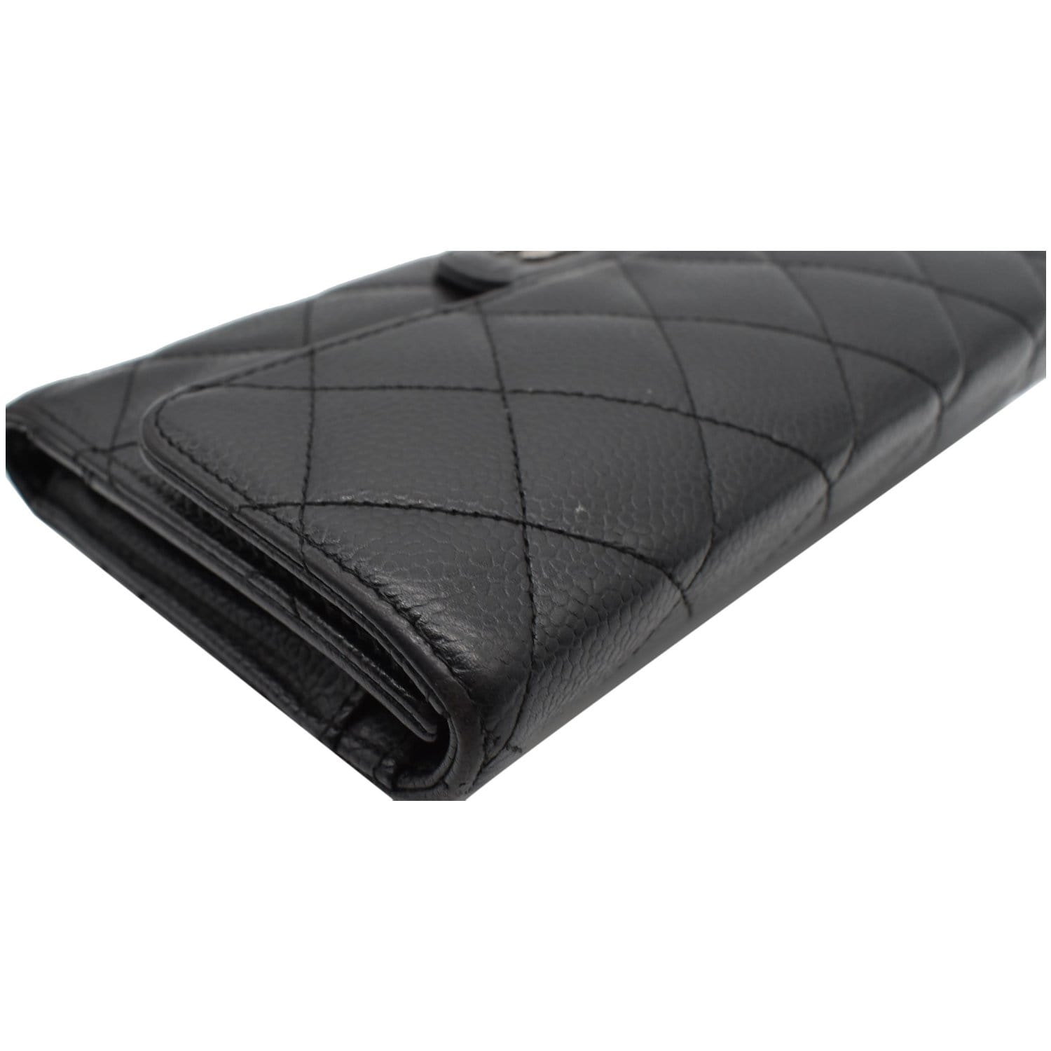 CHANEL Classic Flap Caviar Leather Card Holder Wallet Black