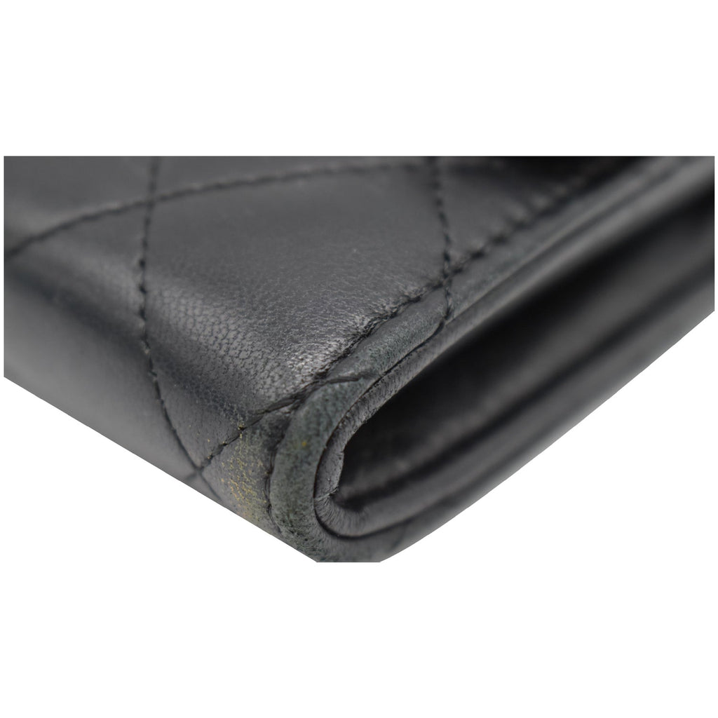 CHANEL Classic Long Flap Leather Wallet Black