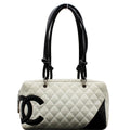 CHANEL Cambon Ligne Quilted Leather Bowler Tote Bag White - 10% OFF