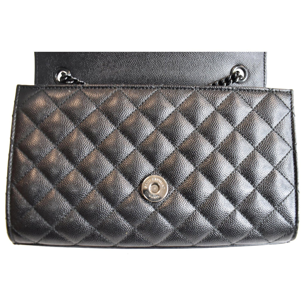YVES SAINT LAURENT Small Envelope Matelassé Leather Shoulder Bag Black