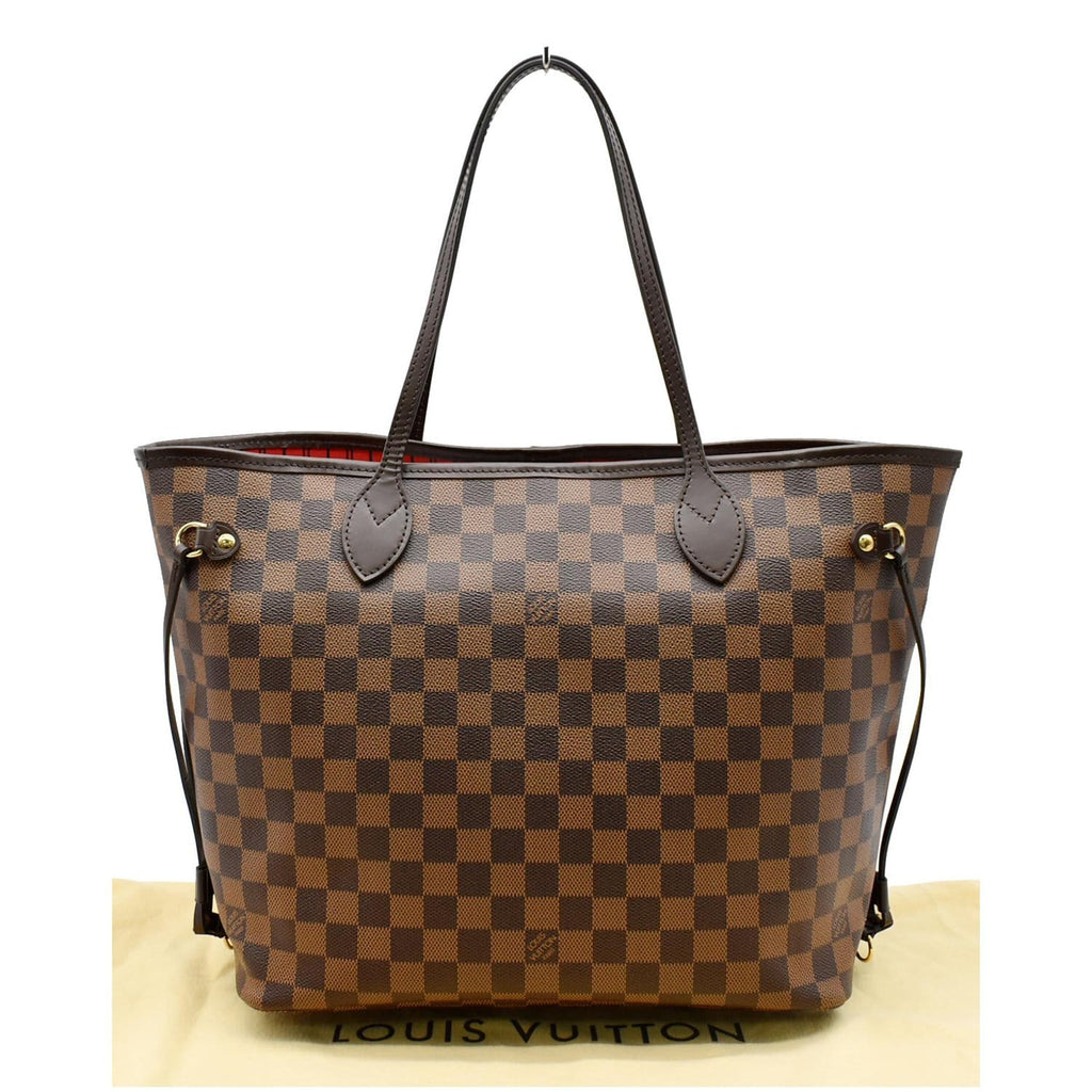 LOUIS VUITTON Neverfull MM Damier Ebene Tote Bag Brown