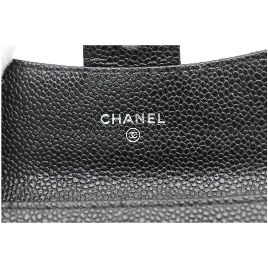 CHANEL CC Classic Small Flap Caviar Leather Card holder Black