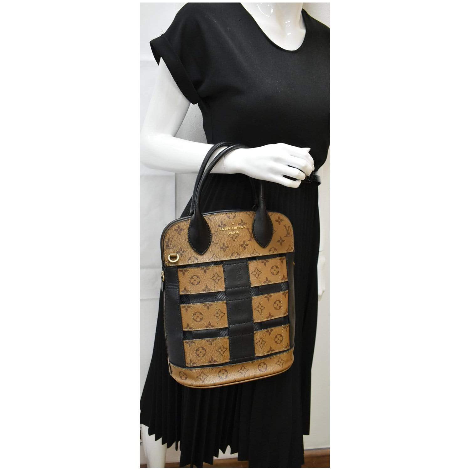 LOUIS VUITTON Tressage Reverse Monogram Tote Bag Brown