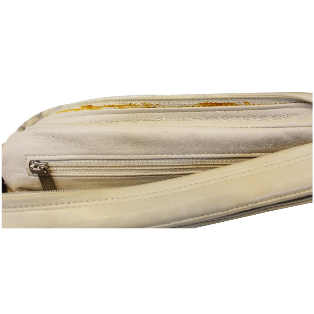 CHANEL Quilted Leather Camera Chain Bag White