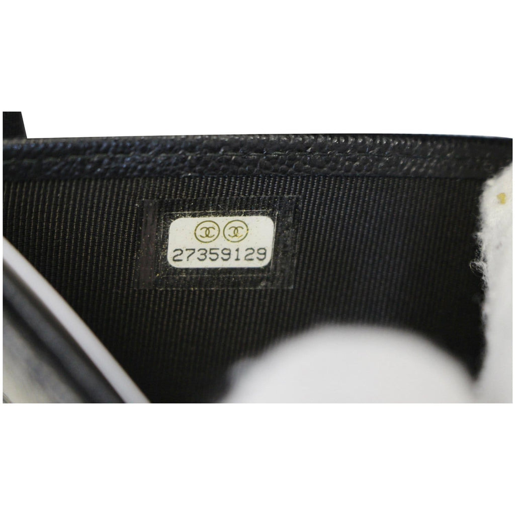 CHANEL Grained Leather Long Flap Wallet Silver-Tone Metal