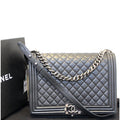 CHANEL Large Boy Flap Calfskin Quilted Leather Shoulder Bag Black