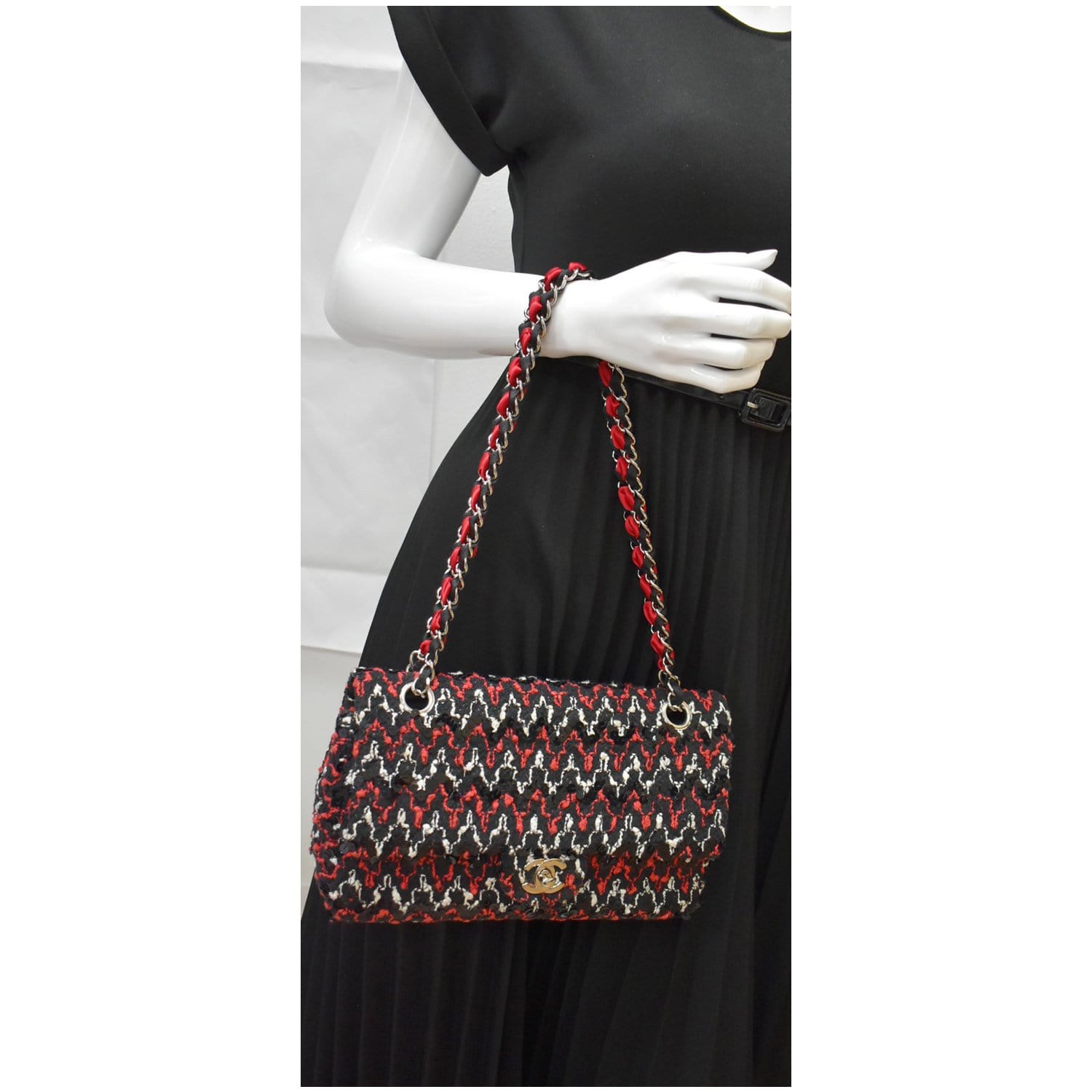 CHANEL Flap Tweed Fabric Shoulder Bag Multicolor