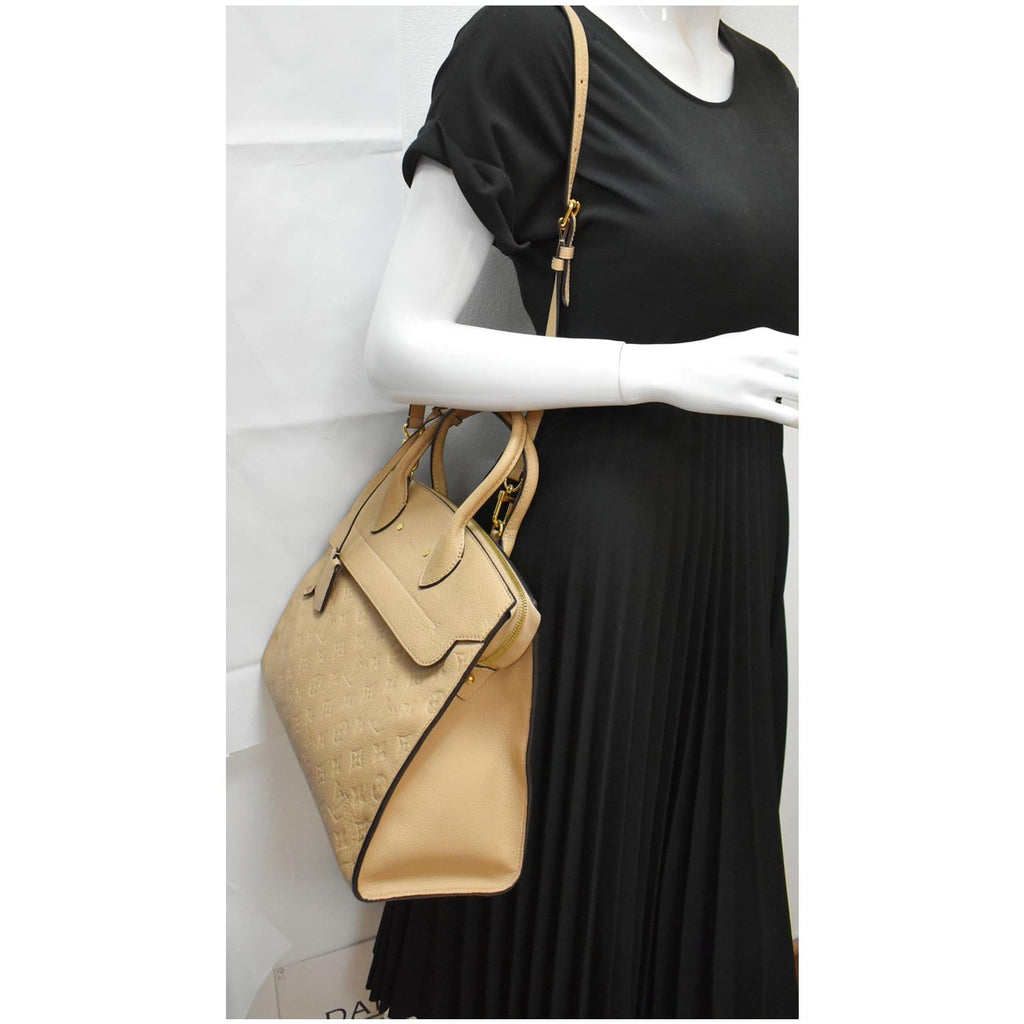 LOUIS VUITTON Pont Neuf MM Monogram Empreinte Leather Shoulder Bag Beige