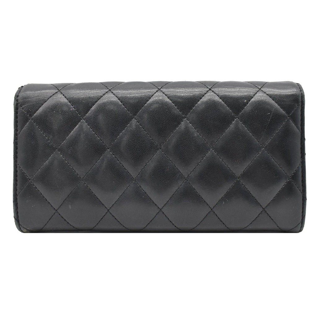 CHANEL Classic Long Flap Leather Wallet Black