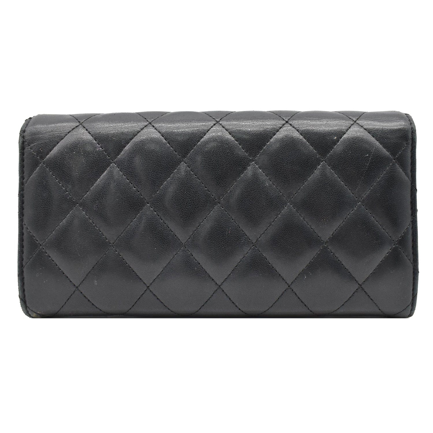 CHANEL Classic Long Flap Leather Wallet Black