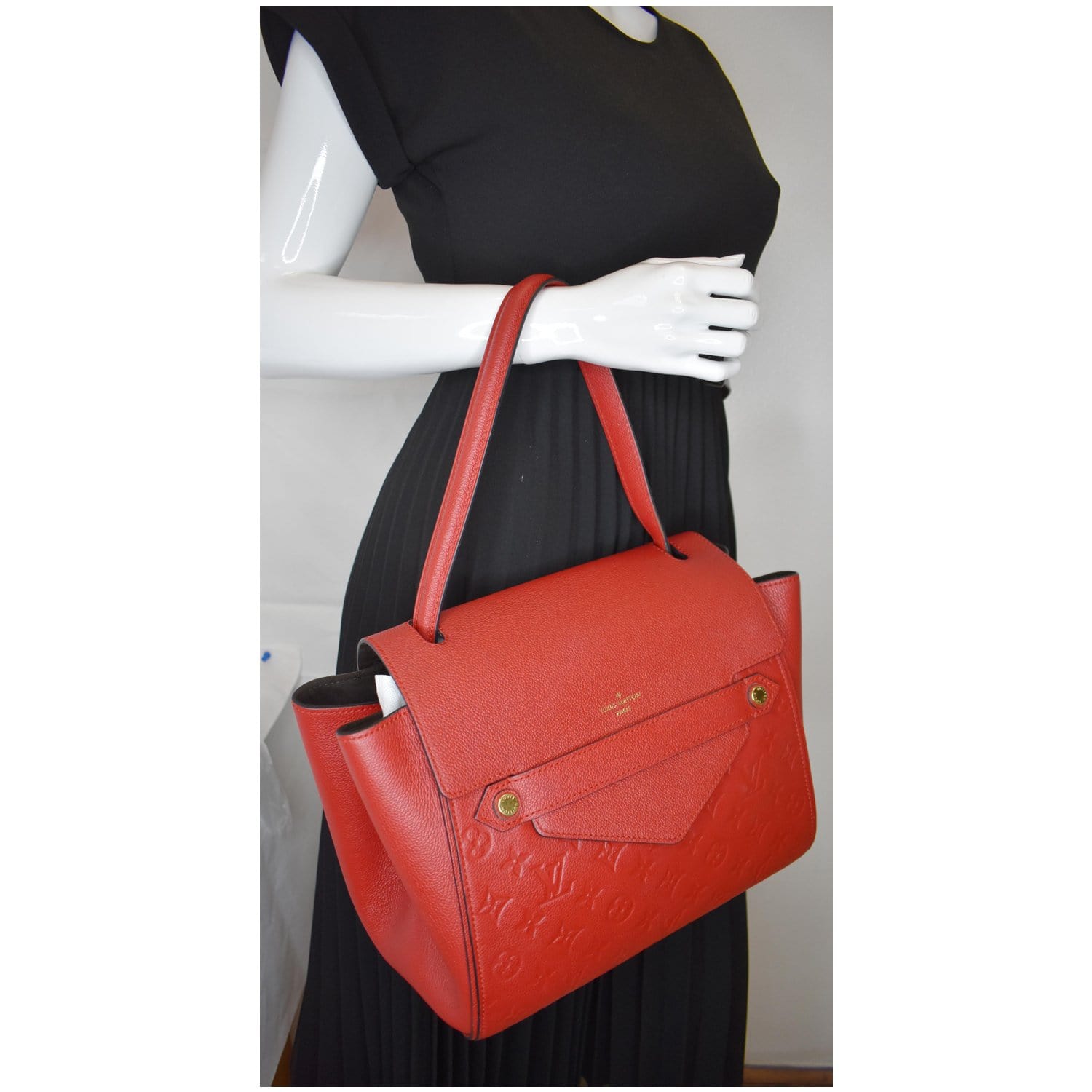LOUIS VUITTON Trocadero Monogram Empreinte Leather Shoulder Bag Red