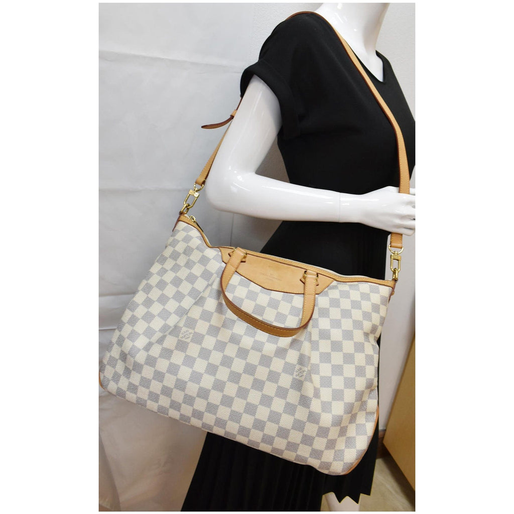 LOUIS VUITTON Siracusa GM Damier Azur Shoulder Bag White