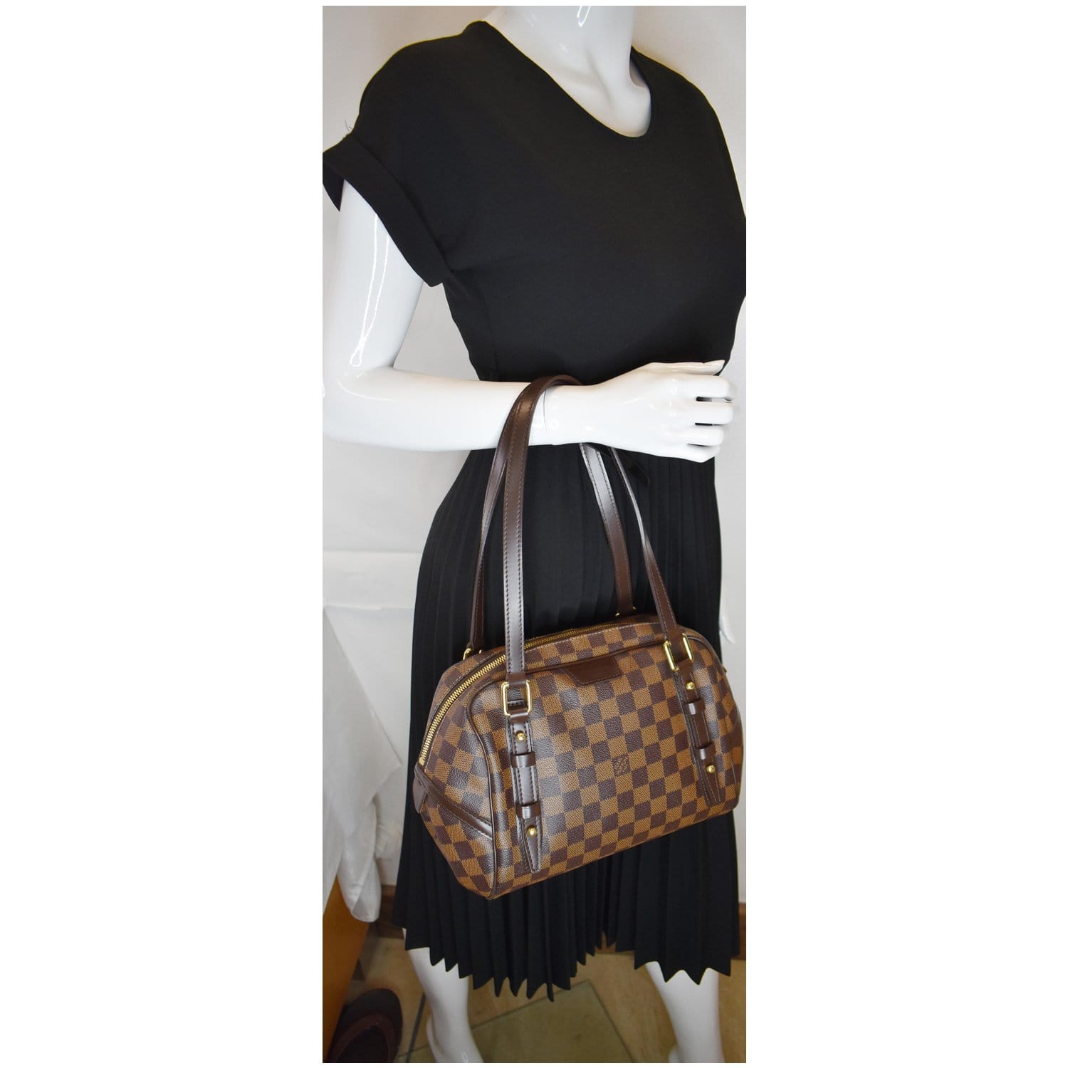 LOUIS VUITTON Rivington PM Damier Ebene Shoulder Bag Brown