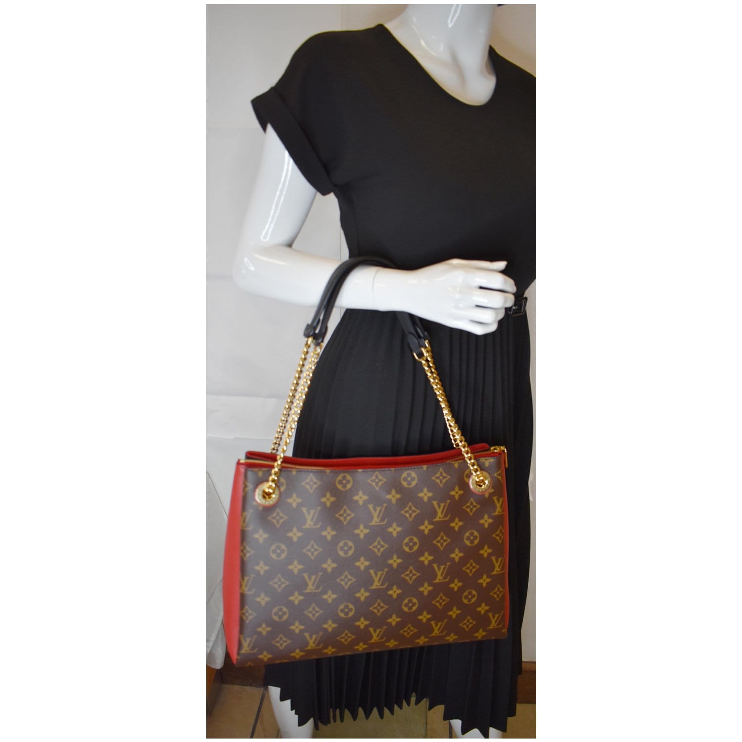 LOUIS VUITTON Surene MM Monogram Canvas Shoulder Bag Cerise