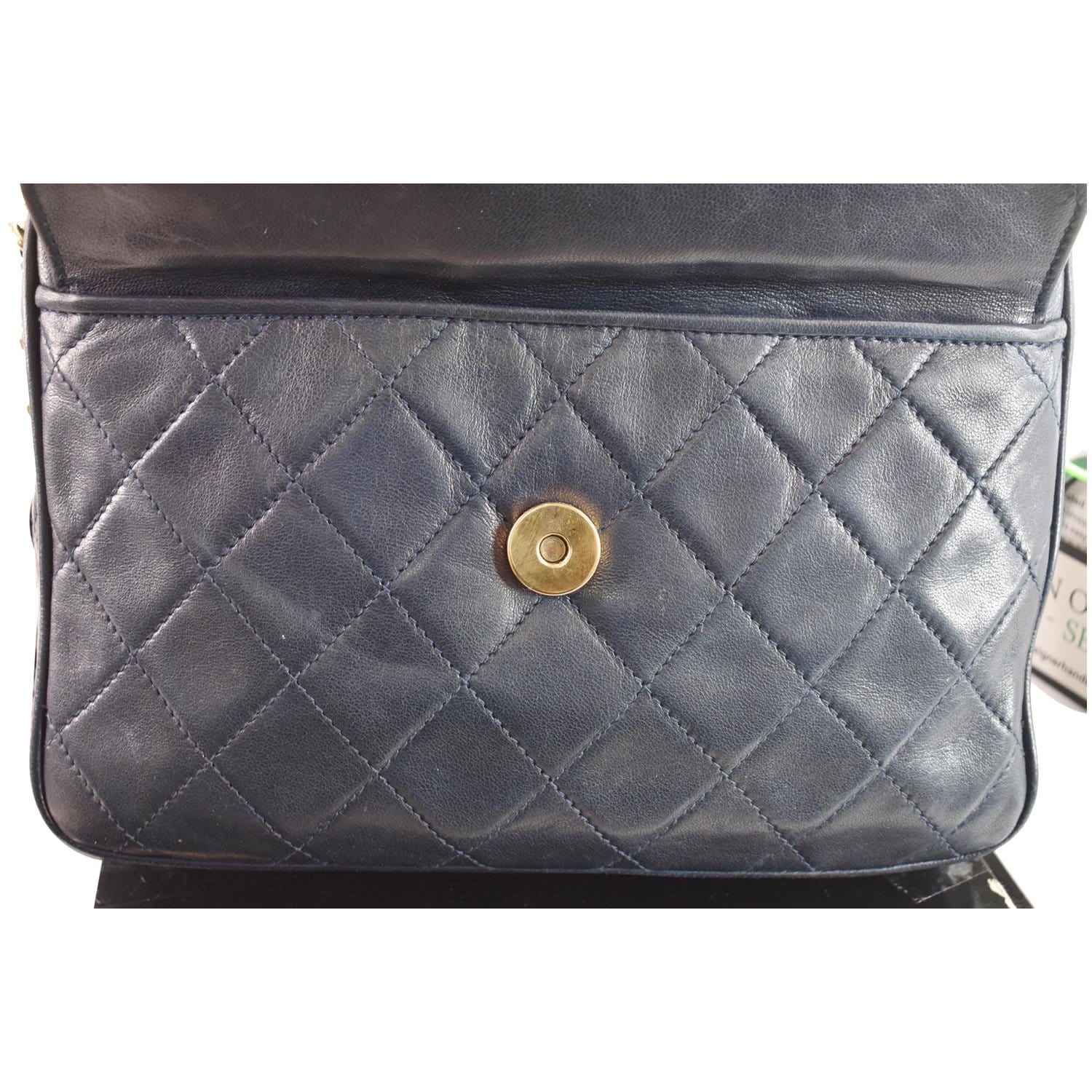 CHANEL Vintage Front Pocket Lambskin Leather Camera Bag Blue