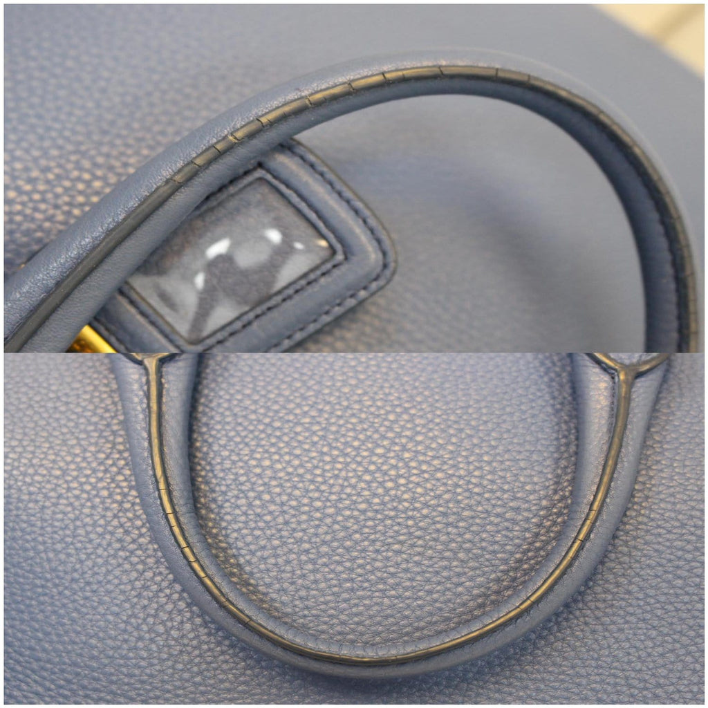 PRADA Vitello Phenix Leather Tote Bag Blue