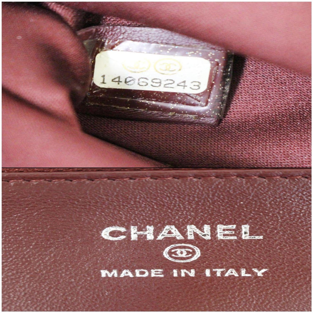 CHANEL Lucky Symbols Pochette Patent Leather Wallet on a Chain Black