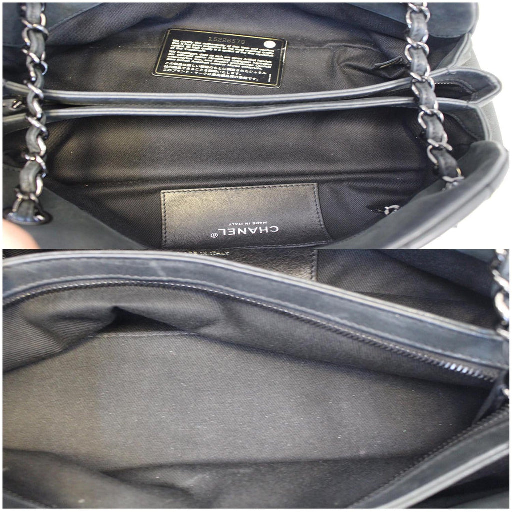 CHANEL Just Mademoiselle Calfskin Leather Bowling Bag Black