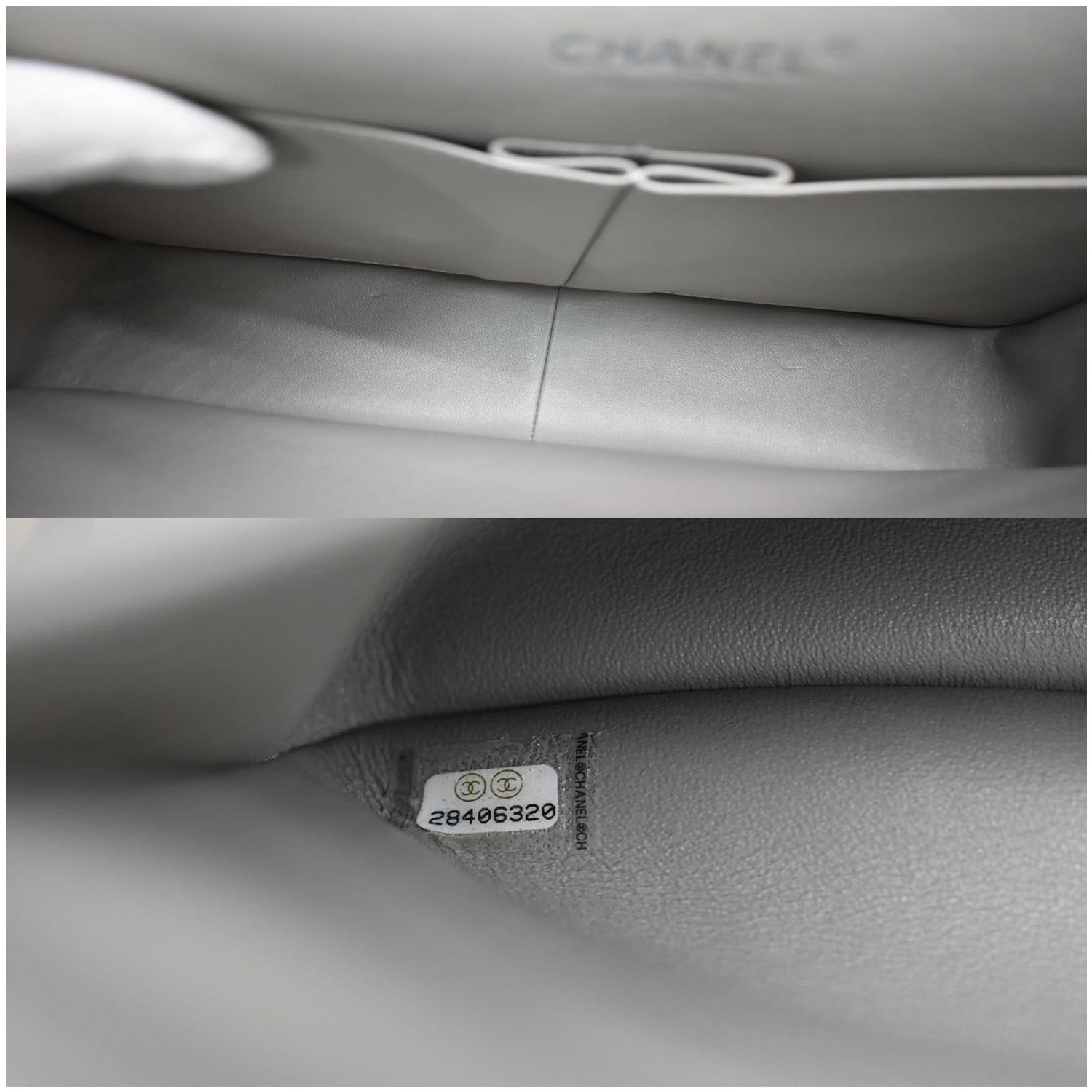 CHANEL Classic Jumbo Double Flap Lambskin Leather Shoulder Bag Grey