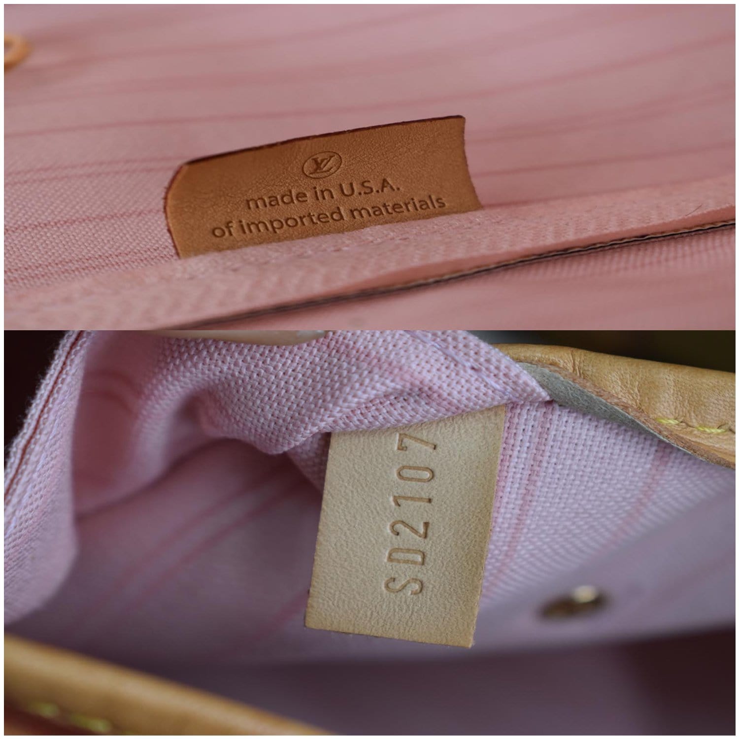 LOUIS VUITTON Neverfull MM Damier Azur Tote Bag Rose Ballerine