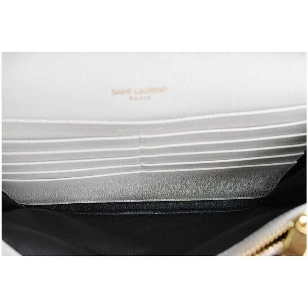 YVES SAINT LAURENT Envelope Small Leather Shoulder Bag Blanc Vintage