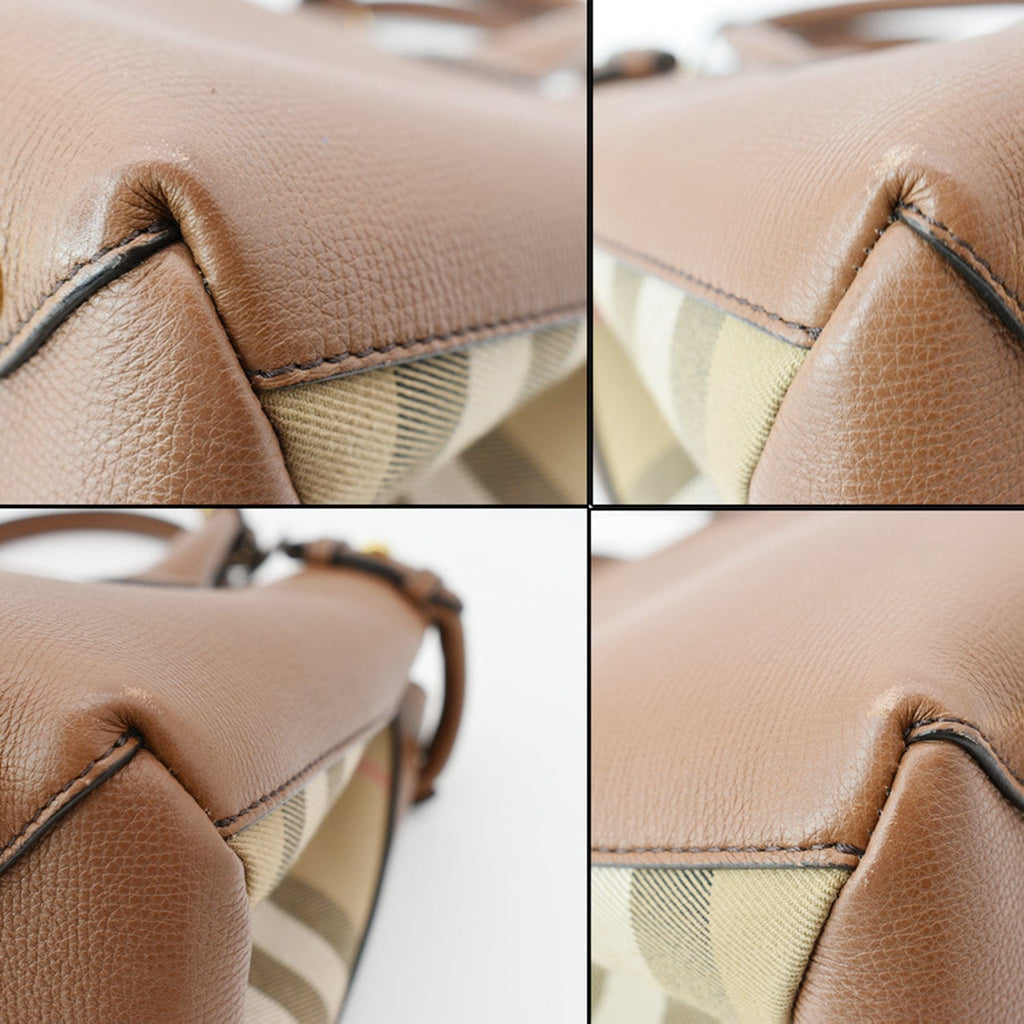 BURBERRY Banner Medium House Check Tote Bag Tan