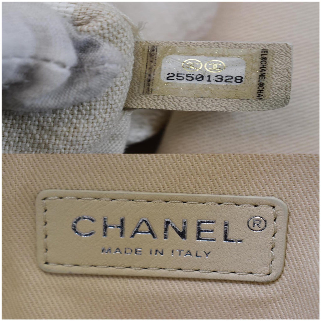 CHANEL 18P Deauville 2Way Logo Chain Shopping Tote Bag Beige