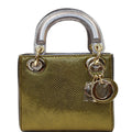 CHRISTIAN DIOR Mini Lady Dior Lizard Print Chain Shoulder Bag Metallic Gold