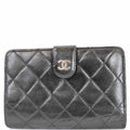 CHANEL CC Lambskin Leather Bifold Wallet Black