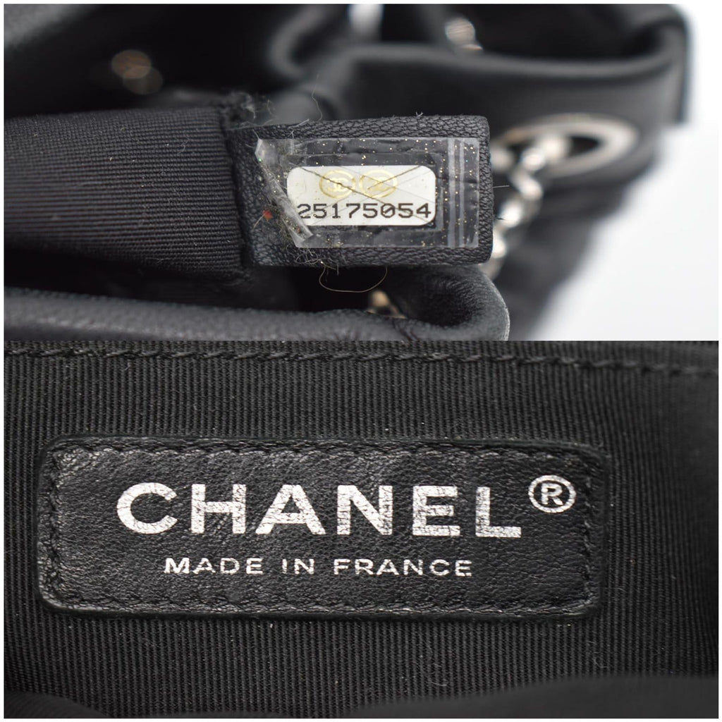 CHANEL Drawstring Bucket Quilted Lambskin Leather Shoulder Bag Black